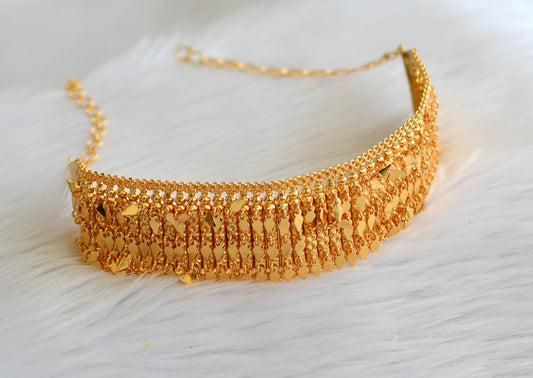 Gold tone kerala style elakka thali choker necklace dj-43615