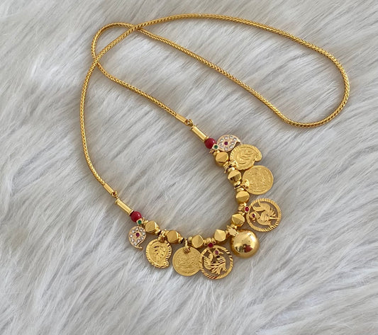 Gold tone coral beads lakshmi coin mango bottu mangalyam dj-54610