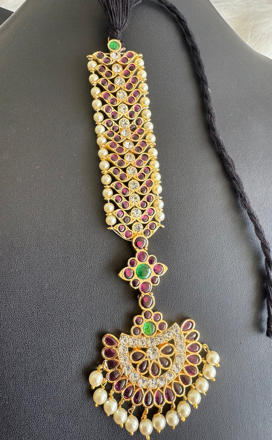 Gold tone precious kemp pearl tikka dj-51041