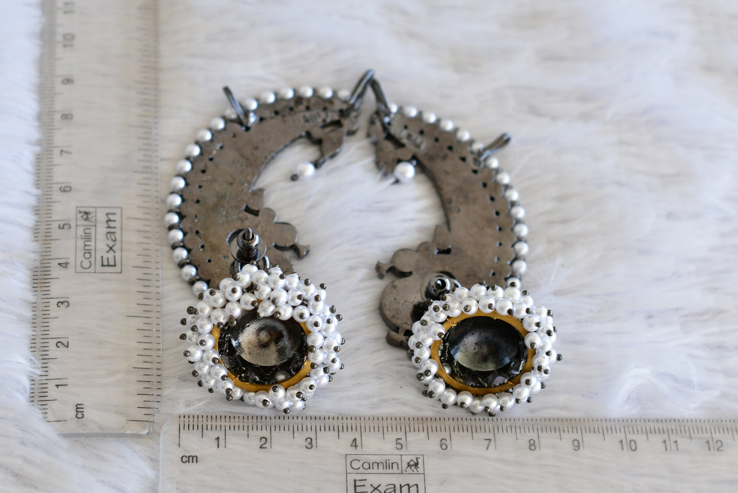 Black finish precious kemp-green pearl khanpool peacock jhumkka dj-52520