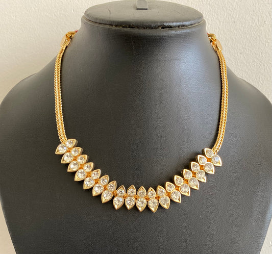 Gold tone AD white stone necklace dj-53226