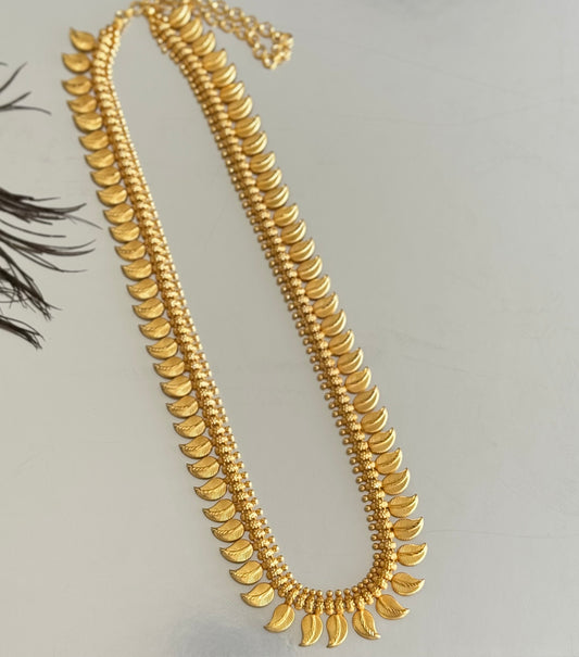 Matte gold finish kerala style mango haar dj-51628