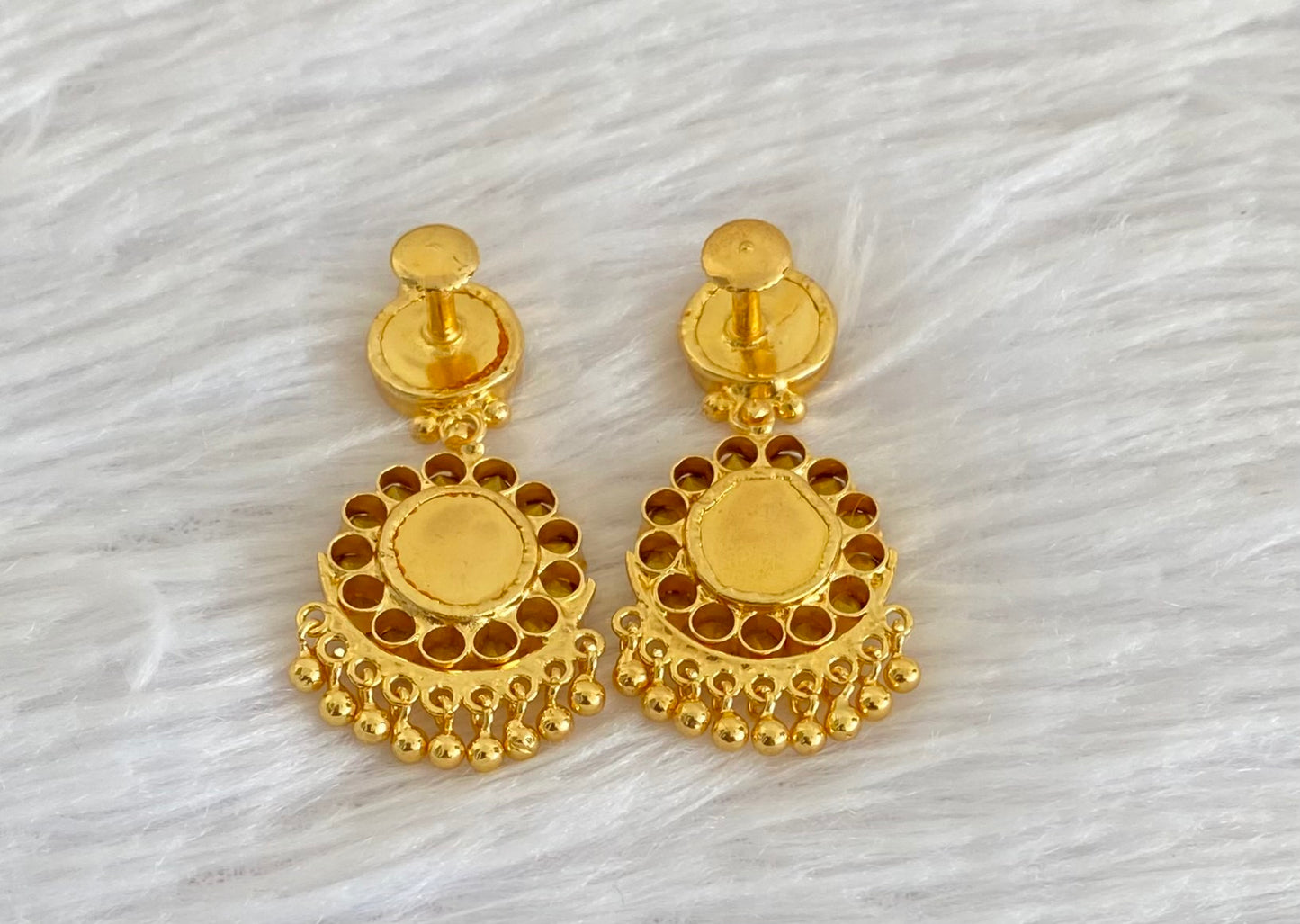 Gold tone round red-white stone kerala style earrings dj-53123
