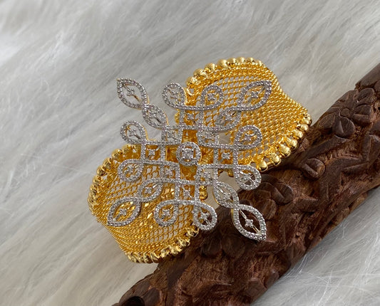 Gold tone white stone adjustable rangoli kada/bangle Dj-53971