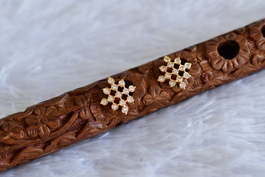 Gold tone AD white stone stud/earrings dj-52247