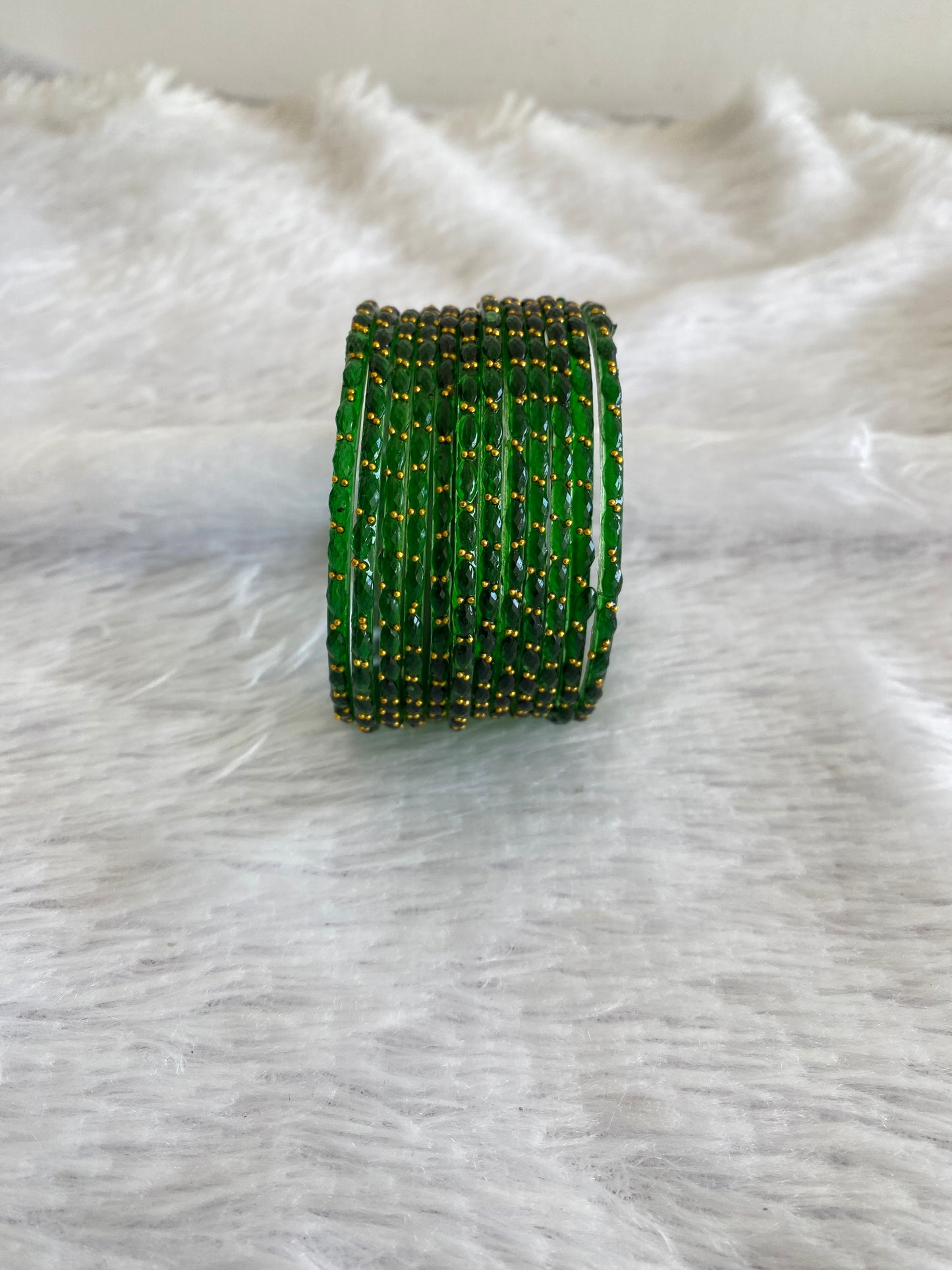 Set of 12 bottle green glass bangles(2.4) dj-52800