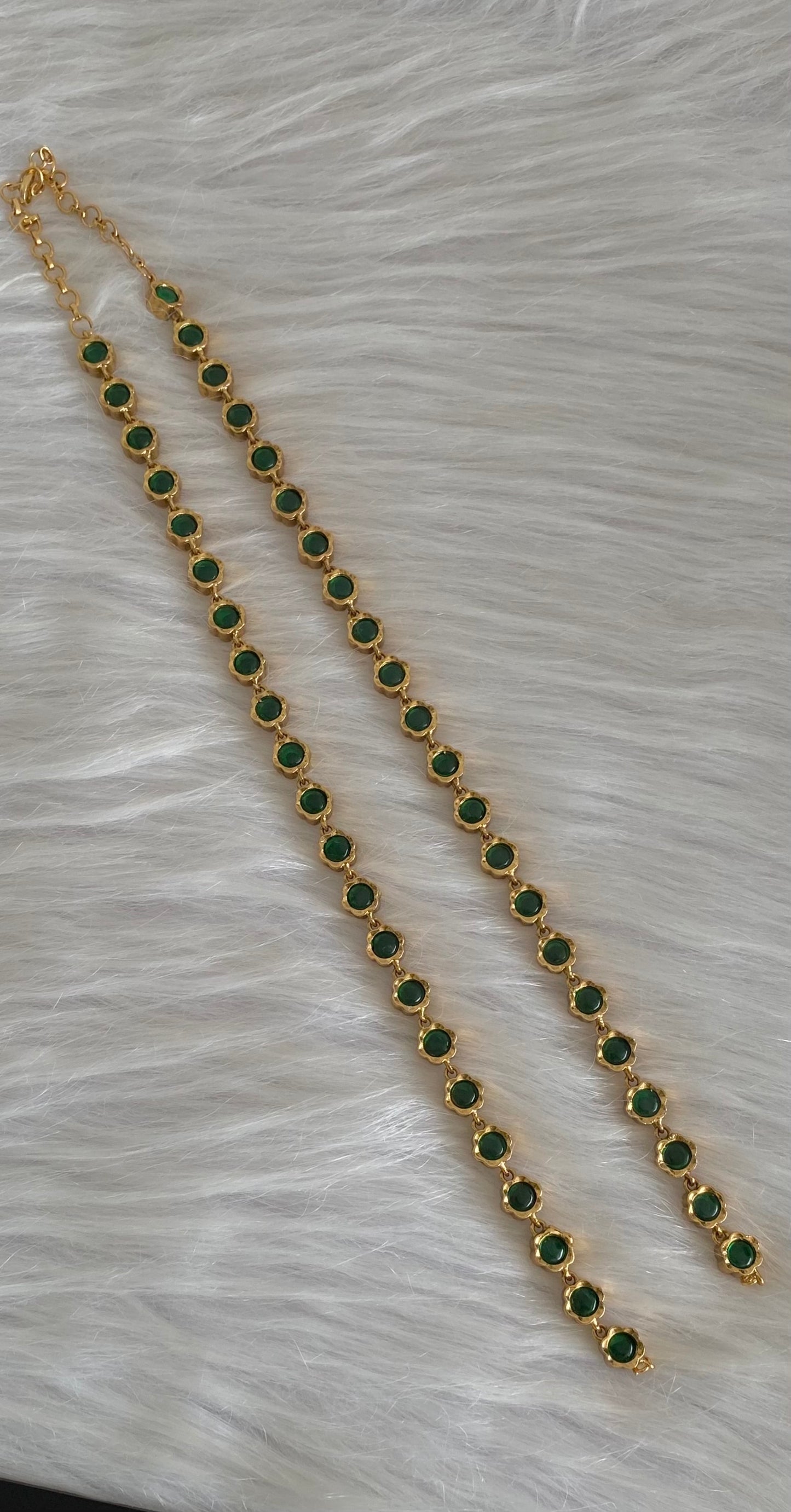 Antique gold tone kemp-green reversible chain for pendant dj-54239