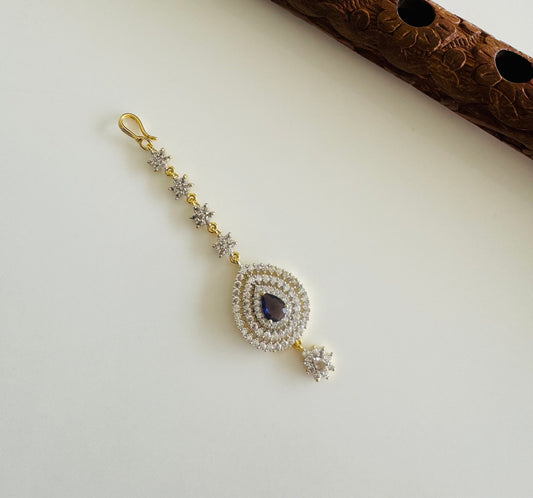 Two tone cz-purple thilak stone tikka dj-51373