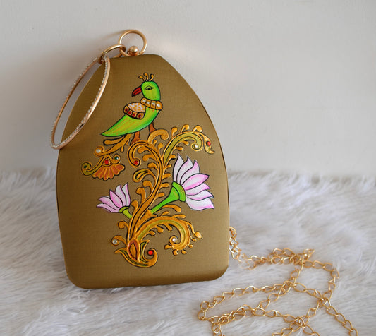 Tanjore painted silk clutch dj-52648