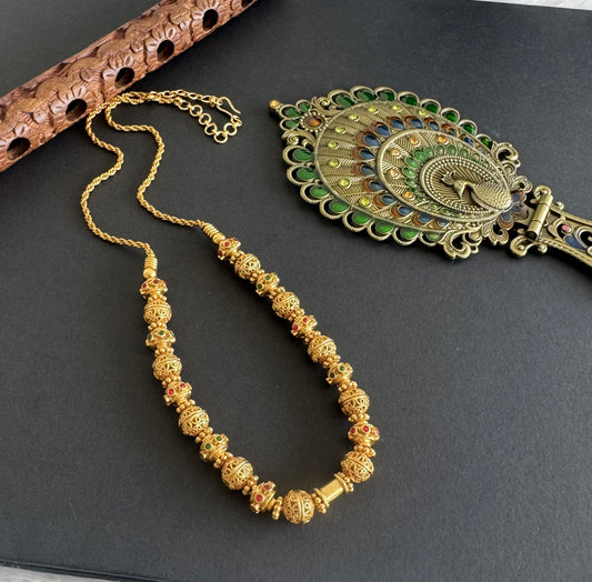 Matte finish kemp-green beaded chain dj-52086