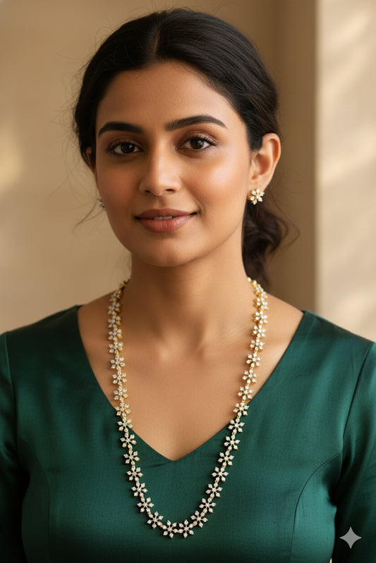 Two tone cz white flower haar set dj-51983