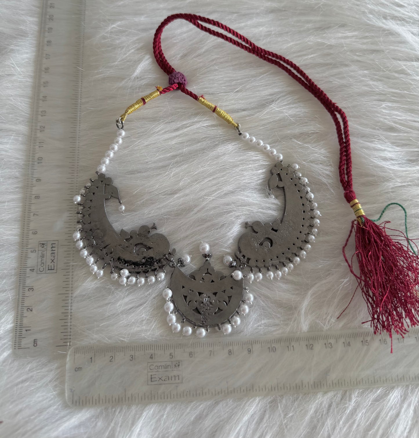 Black finish precious kemp pearl moon peacock necklace Dj-51171