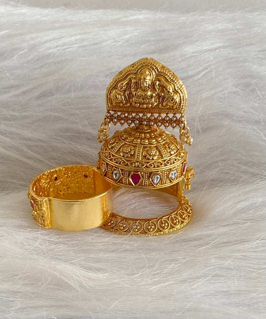Gold tone pink -green-white lakshmi kumkum box dj-54223