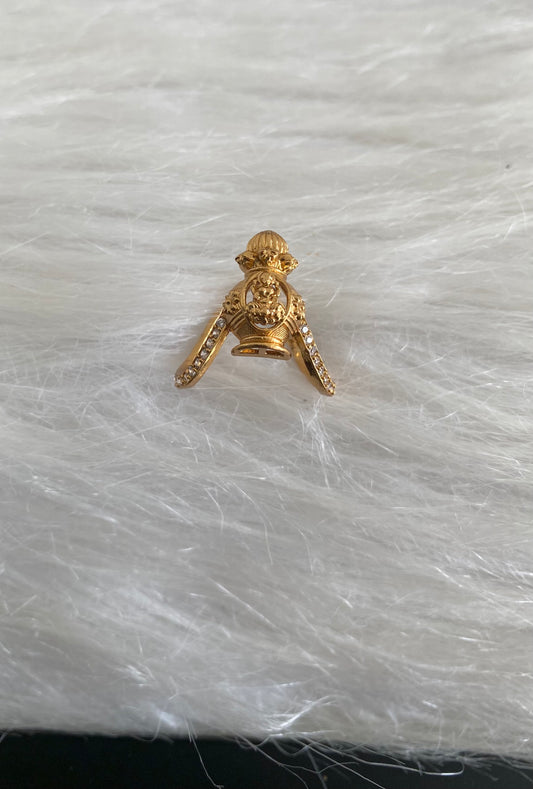 Antique gold tone white stone lakshmi vanki style finger ring dj-53679
