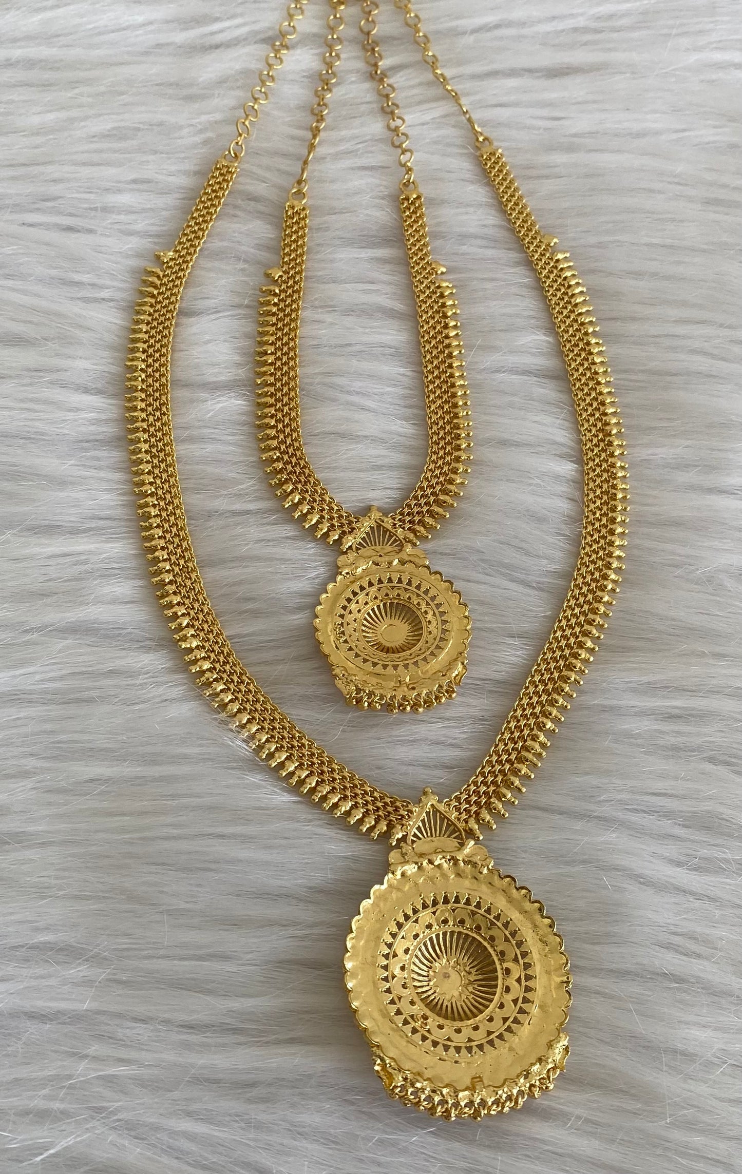 Gold tone ruby stone heart combo set dj-54282