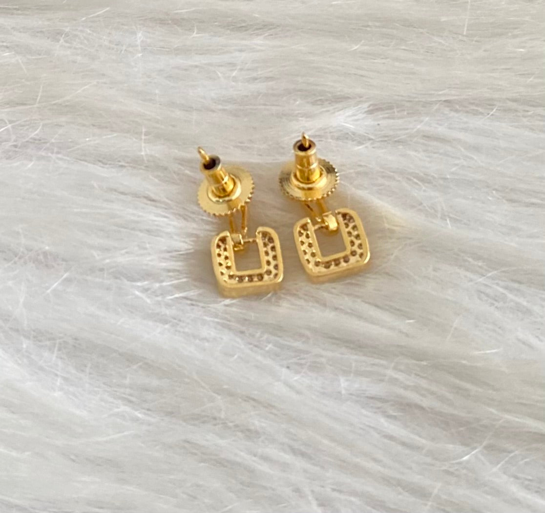 Gold tone cz white stone small earrings dj-54625