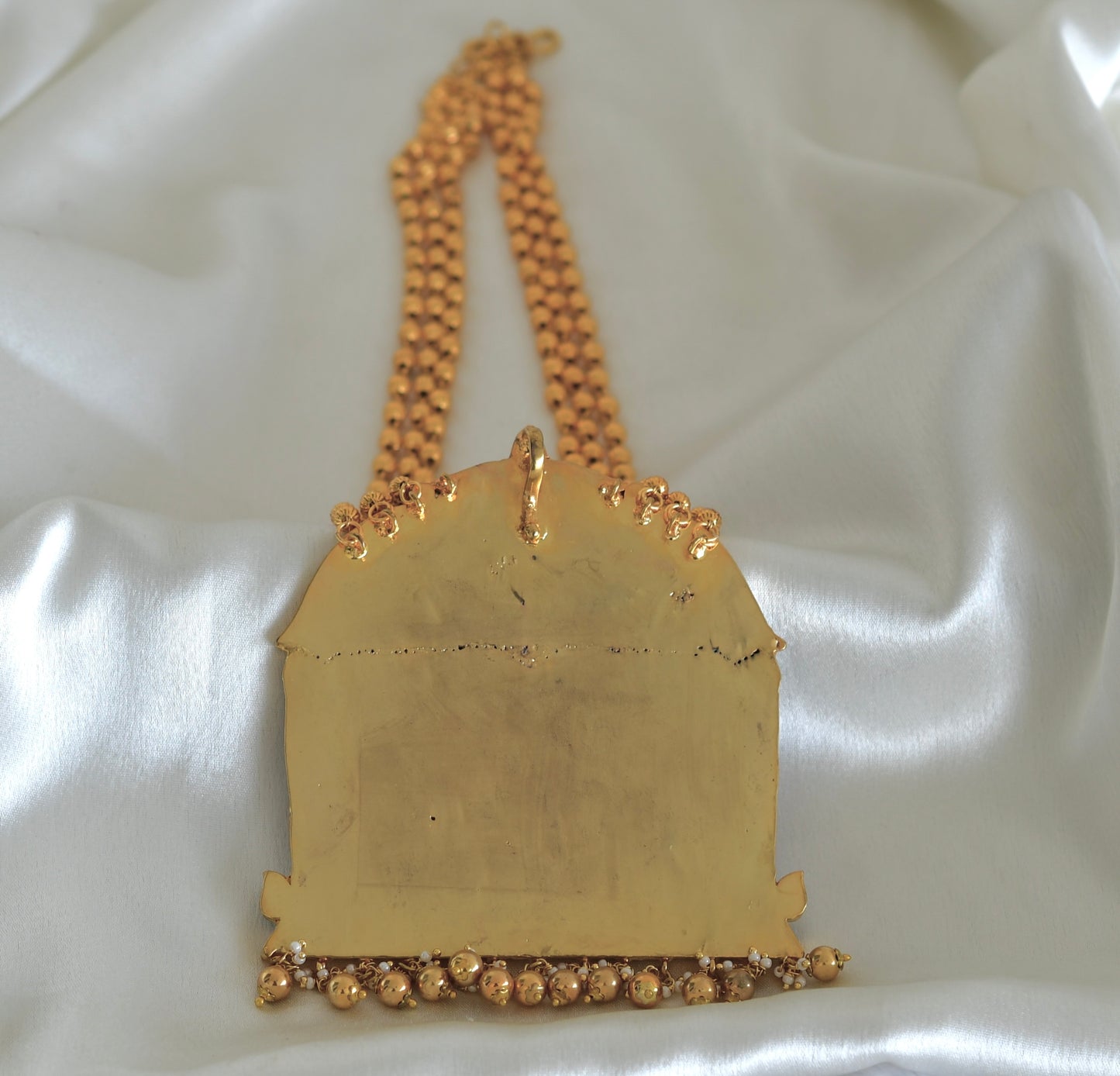 Antique gold tone pink-blue-green kundan jadau Shri Ranganathar necklace dj-52573