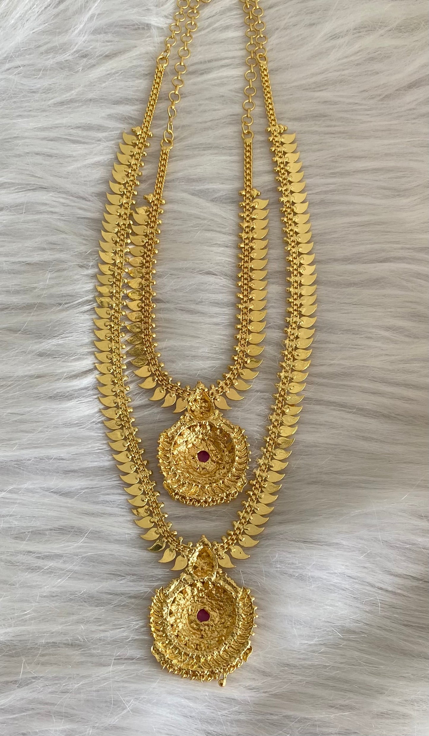 Gold tone ruby stone mango combo set dj-54280