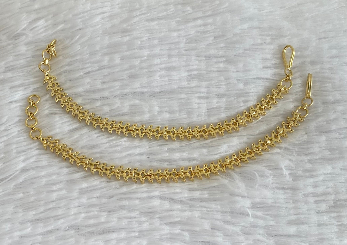 Two tone cz white stone ear side chain dj-54057