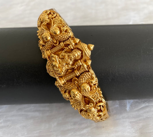 Antique gold tone lakshmi peacock lock type openable kada/bracelet dj-53462