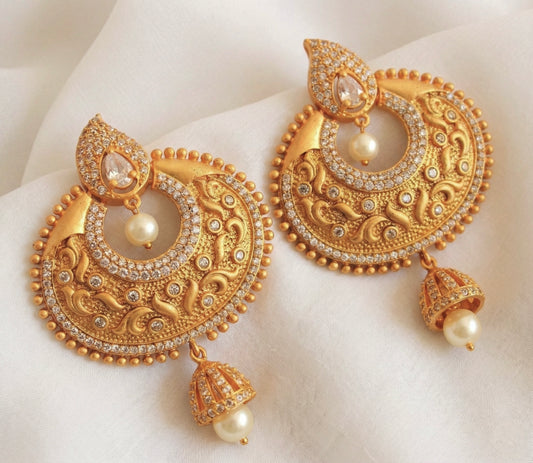 Matte finish white mango bali earrings -dj11684