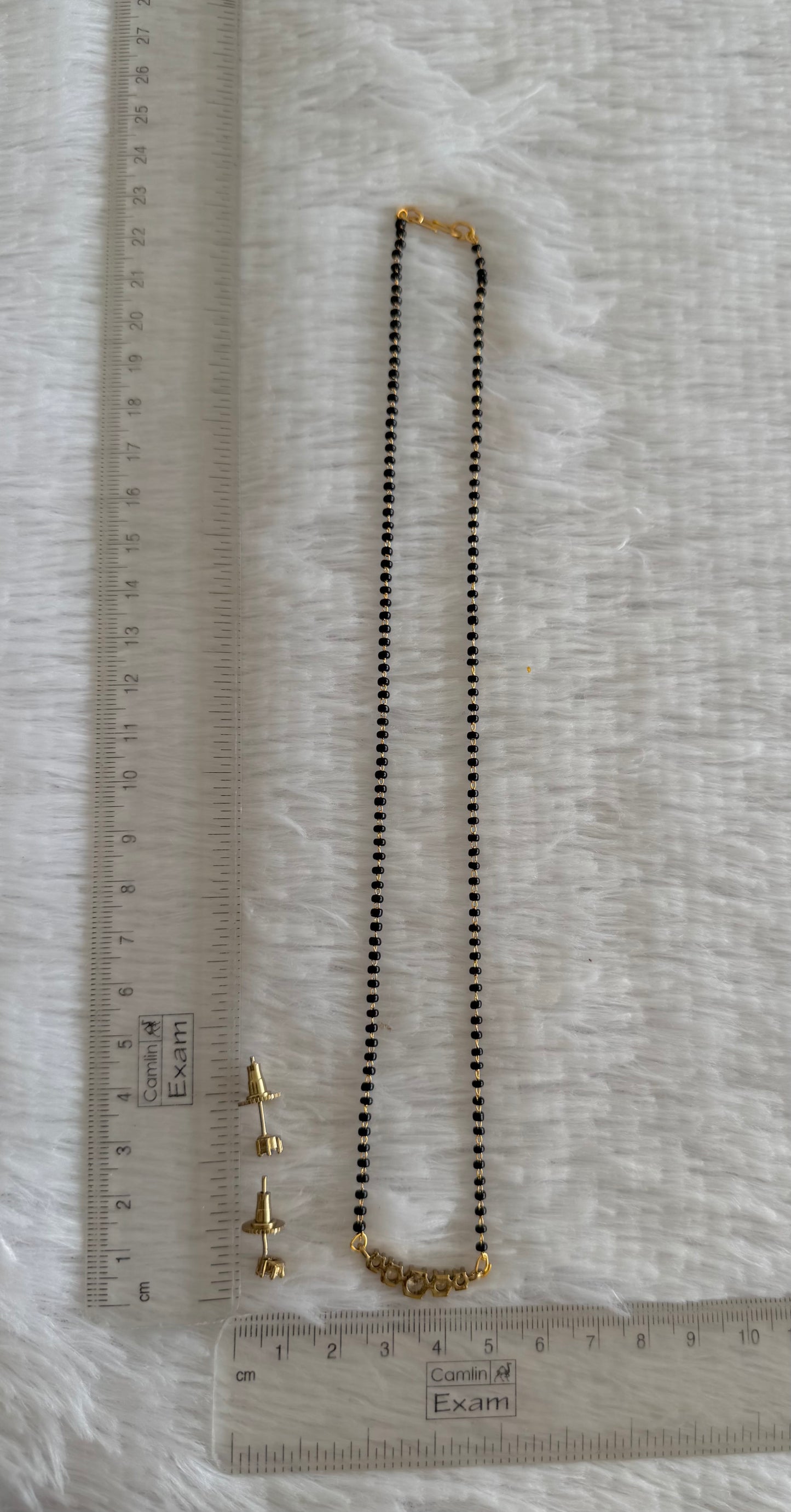 Antique gold tone cz white stone 18 inches mangalsutra set dj-52069