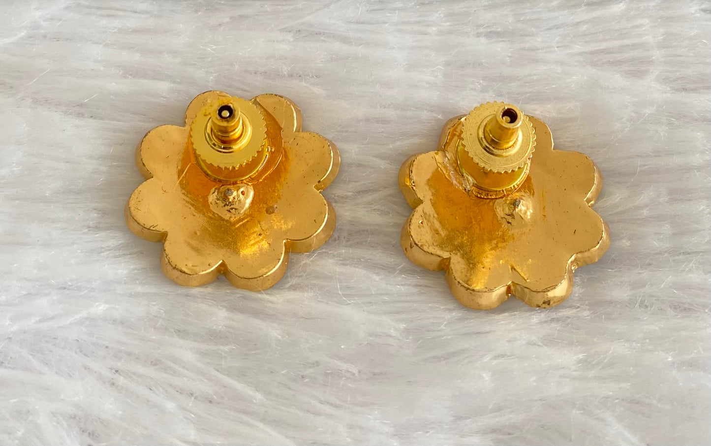 Gold tone kundan jadau green designer earrings dj-53075