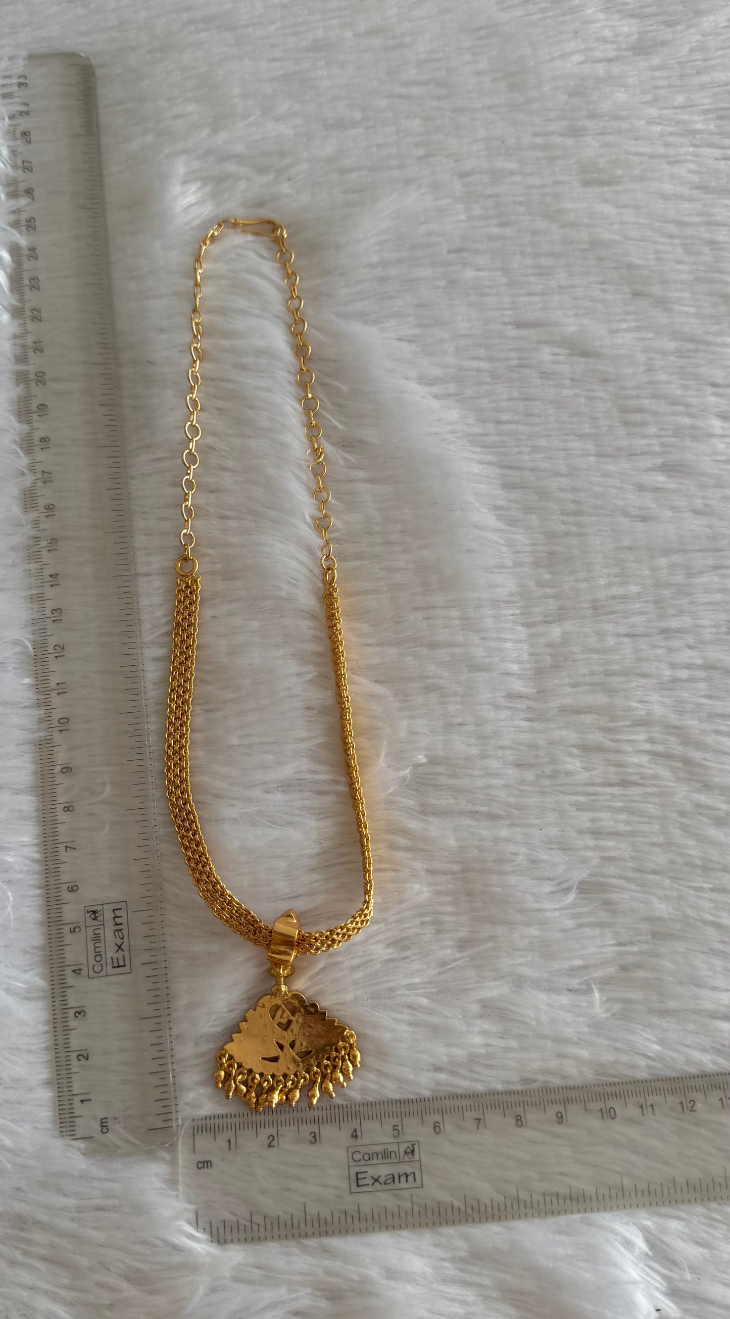 Gold tone South Indian style AD pink swan attigai/necklace dj-52215