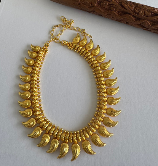 Matte gold tone kerala style mango necklace dj-51657