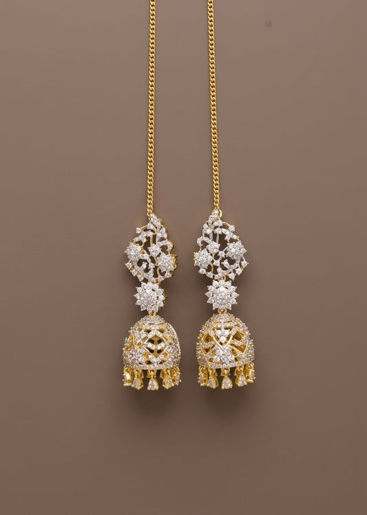 Two tone jhumkka with ear side chain dj-54660