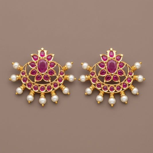 Gold tone Kemp pearl earrings DJ21079