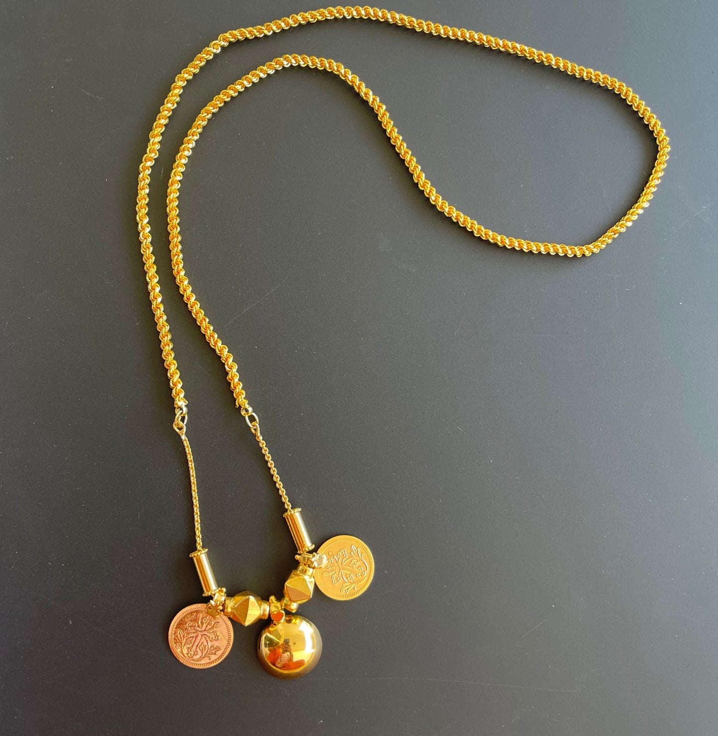 Gold tone bottu mangalyam with 24 inches chain and cross coin dj-43907