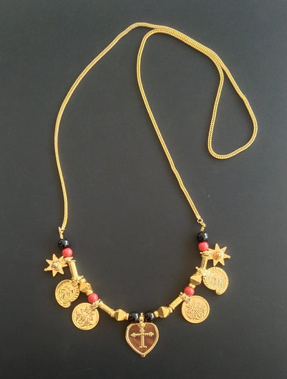 Gold tone christian mangalyam with coin mango and star addon dj-46105