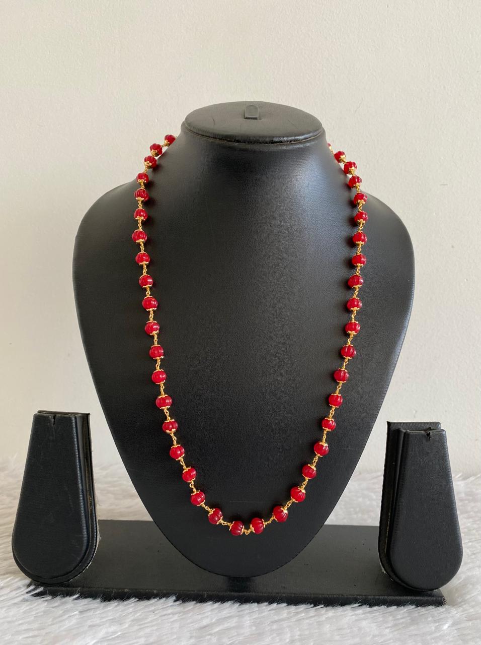Gold tone red pumpkin beaded chain dj-52647