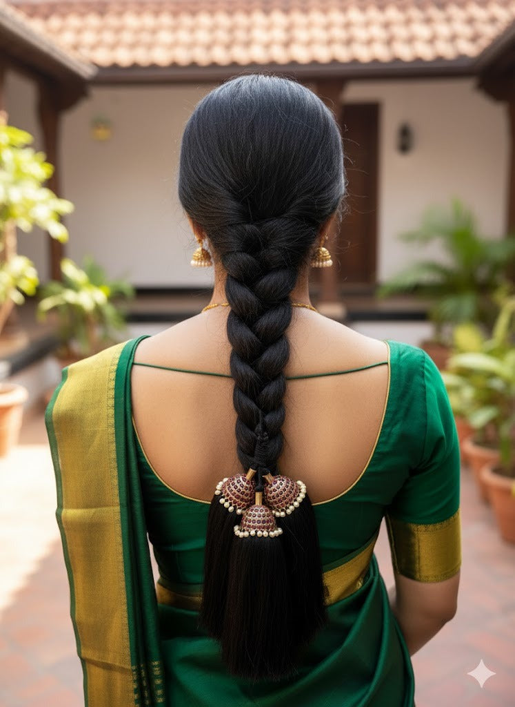 Gold tone AD precious kemp pearl kuppulu/kunjalam dj-51183