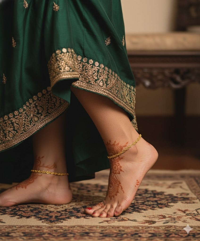 Matte Gold tone 10.5 inches anklets dj-51308