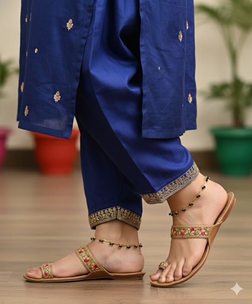 Gold tone 10.5 inches black beaded anklets dj-51311