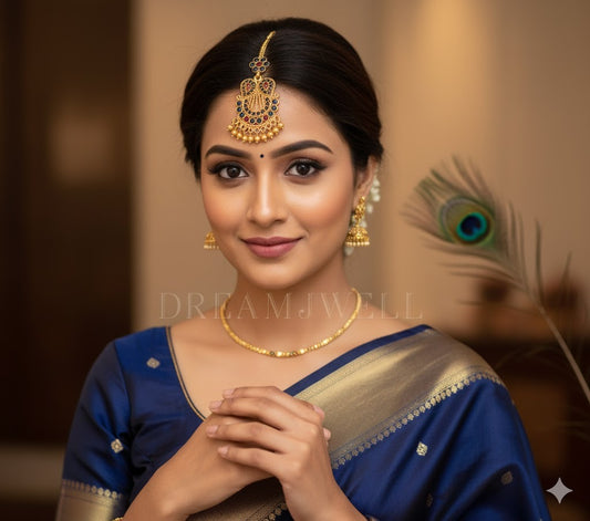 Antique blue-kemp bridal maang tikka dj-01505