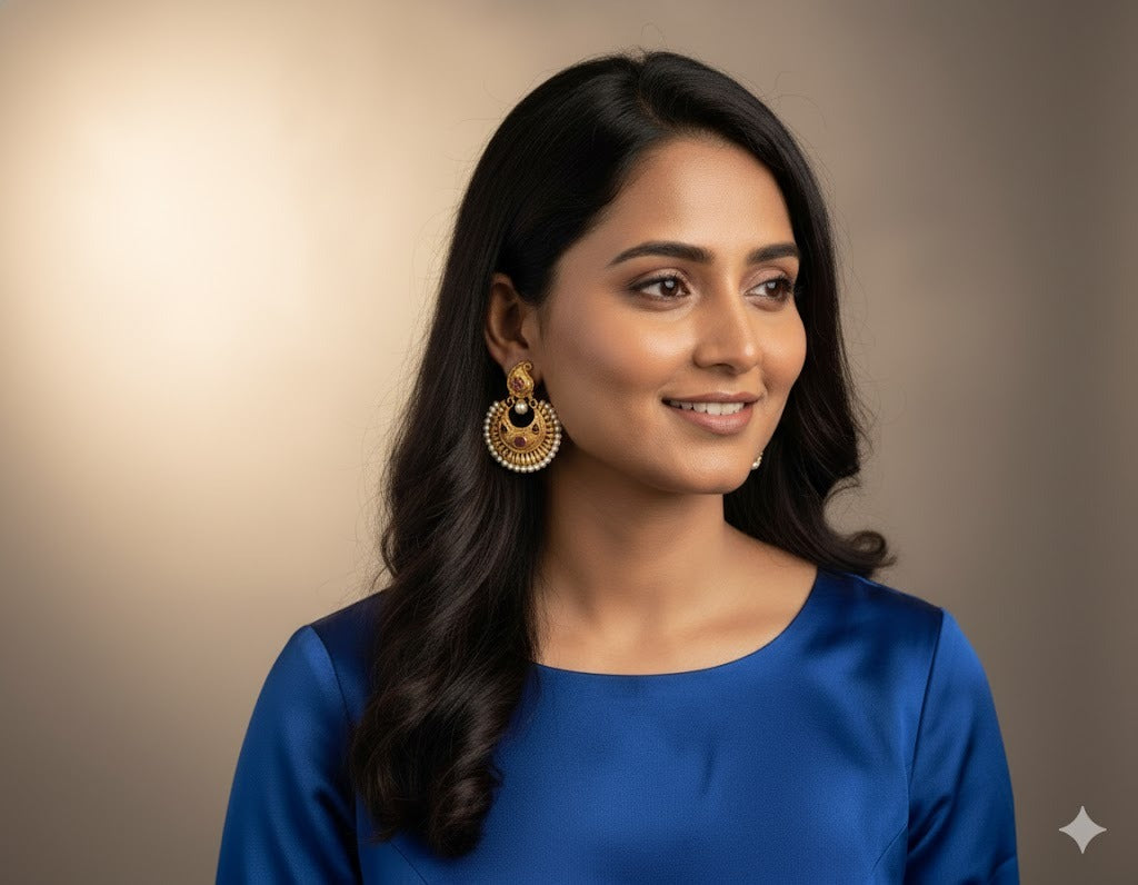 Antique mango purple pearl big bali earrings dj-37376