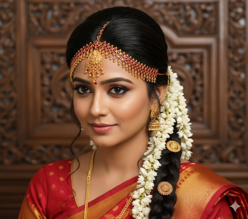 Matte finish kemp lakshmi maang tikka dj-45718