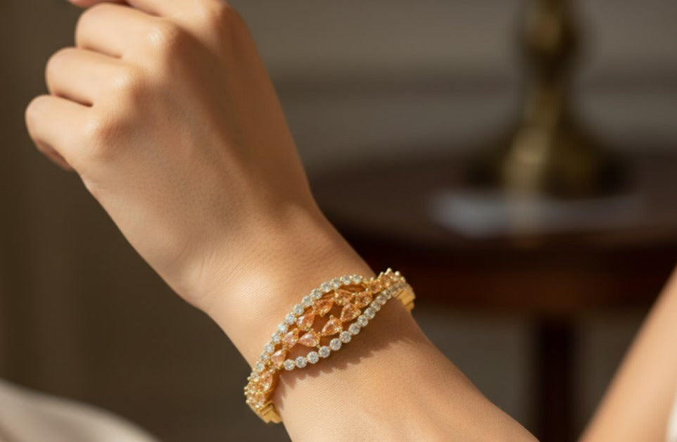 Gold tone cz white-gold color bracelet dj-19717