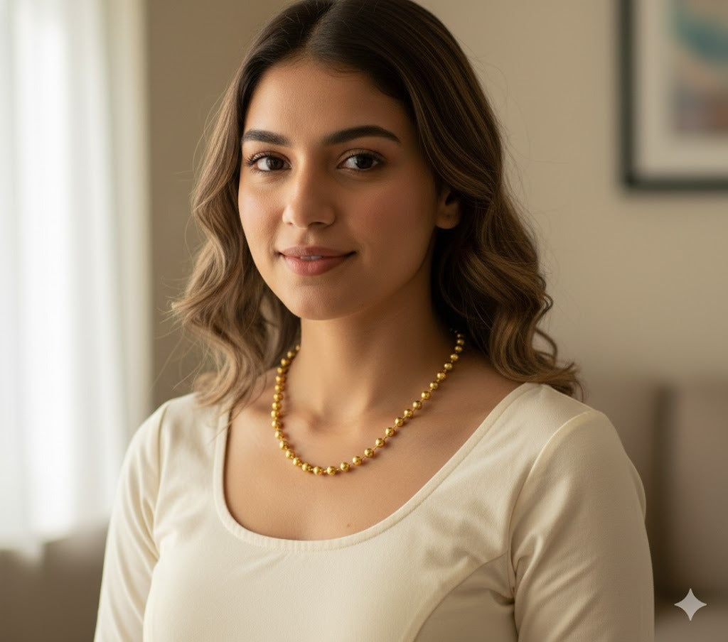 Gold tone ball chain for pendant dj-47590