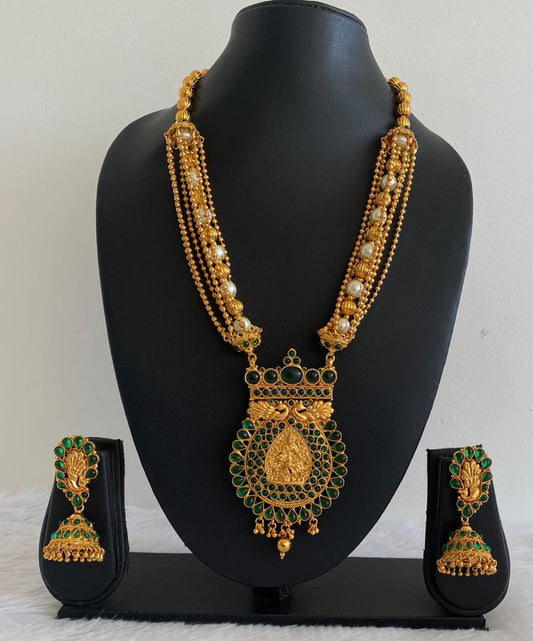 Antique gold tone Green Lakshmi Pearl Haar Set-dj07151