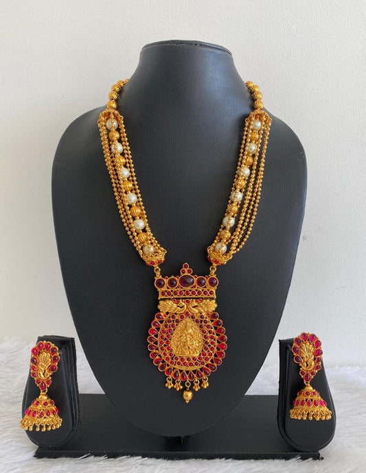 Antique gold tone Kemp Lakshmi Pearl Haar Set-dj07152