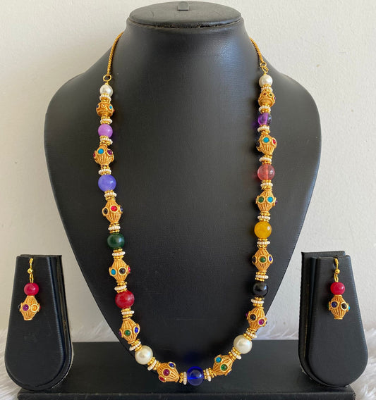 Matte Finish Handmade Multi Designer Beads Necklace Set-dj07587