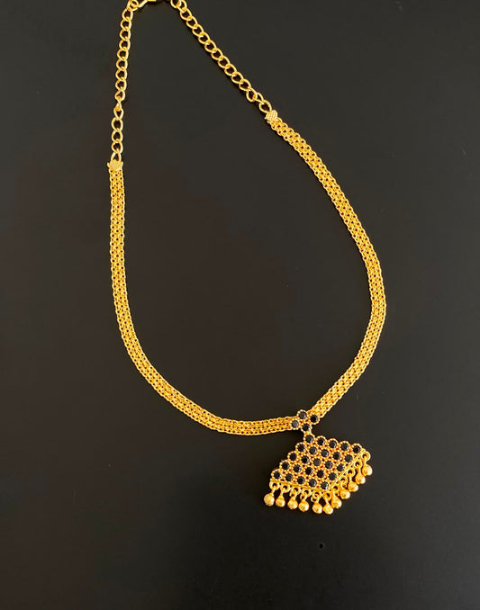 Gold tone black pathakkam necklace dj-43057