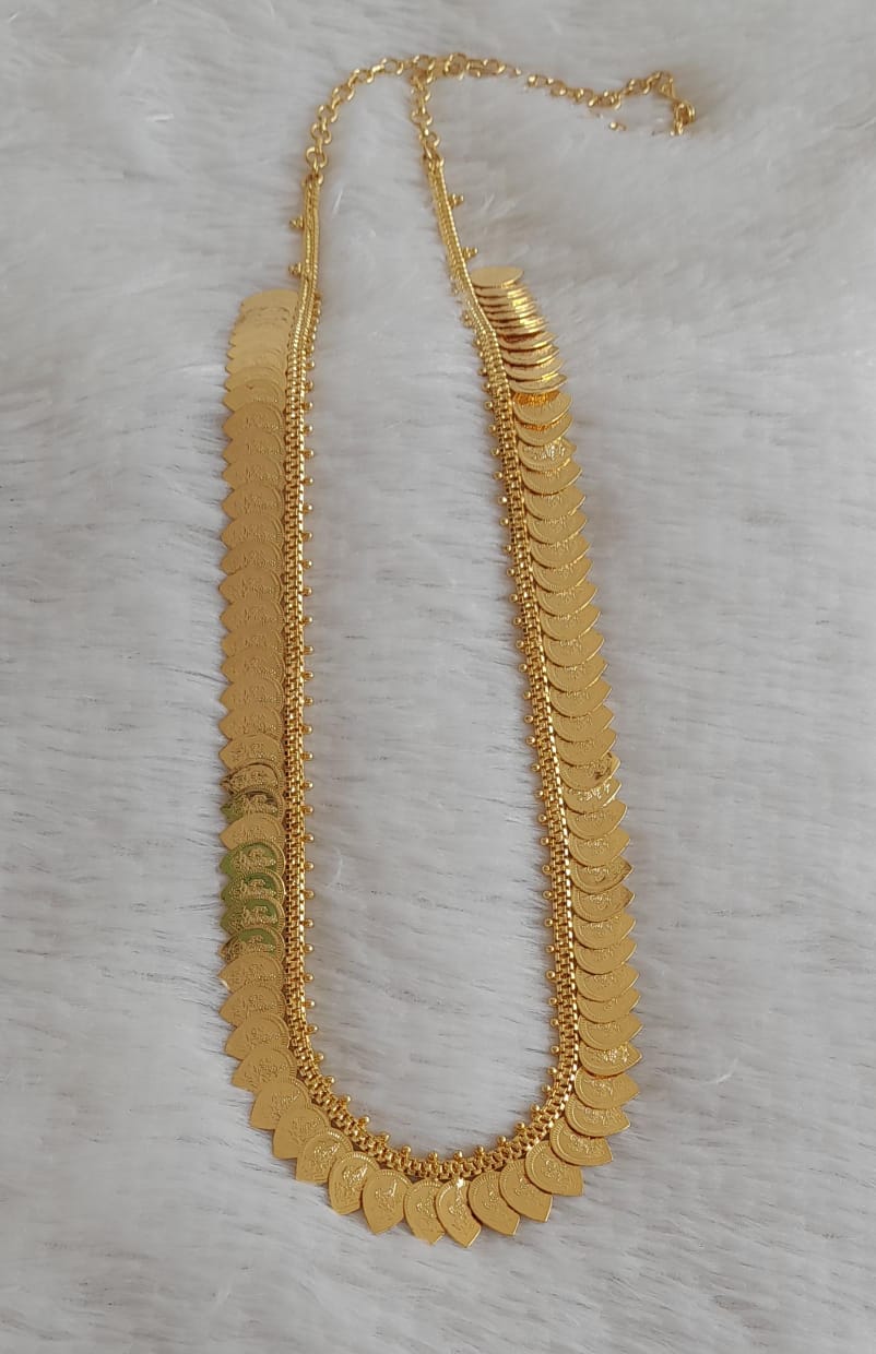 Gold Tone Lakshmi coin Leaf Coin Short Haar DJ33349