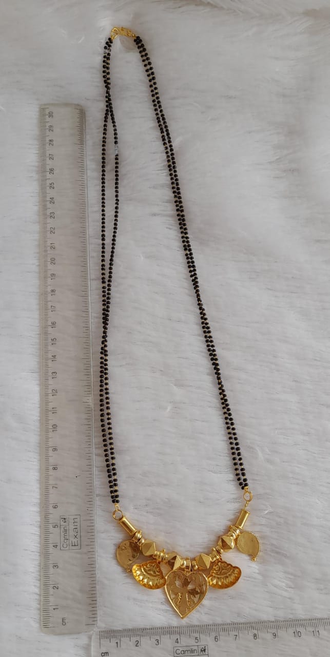 Gold tone 24 inches karimani chain with pink-white stone mango cross mangalyam dj-49666
