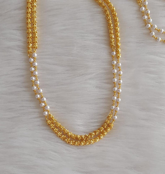 Gold tone 30 inches pearl double layer chain dj-33317