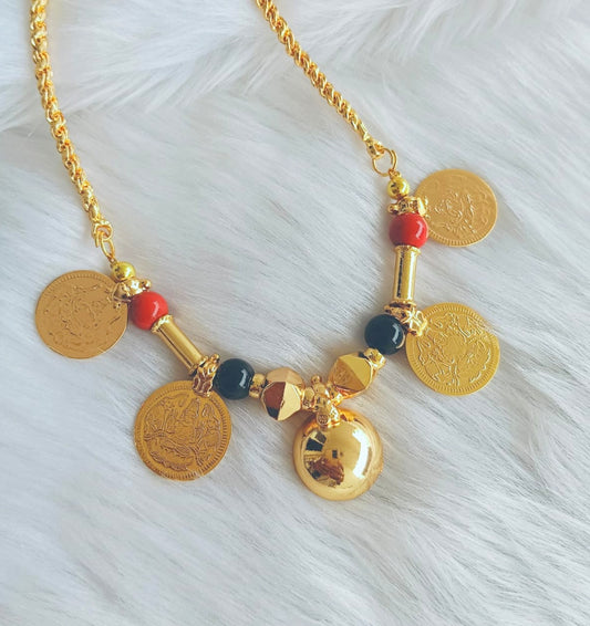 Gold tone black-coral Bottu Lakshmi coin mangalyam dj-38886